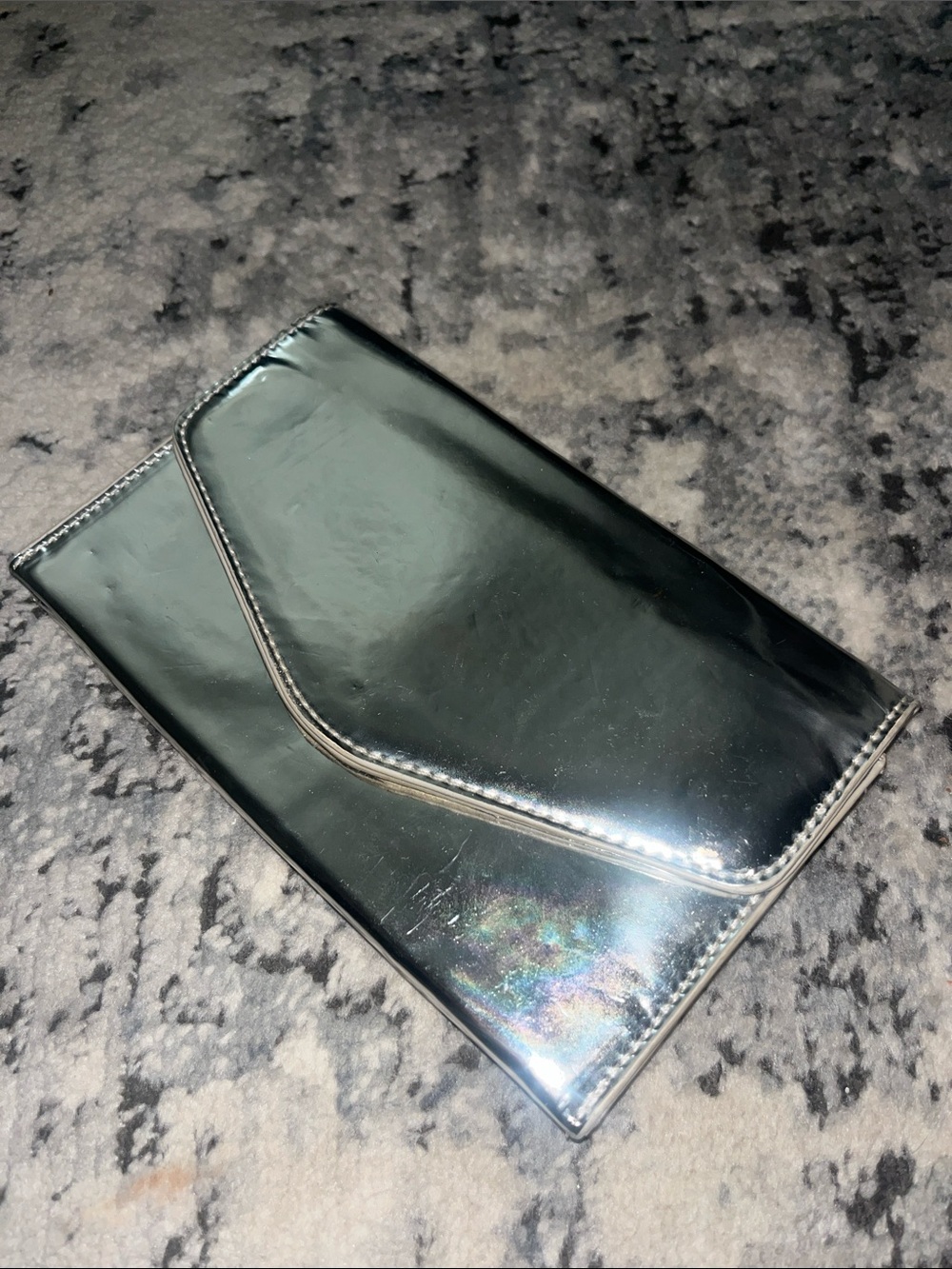 Holographic Silver Envelope Clutch